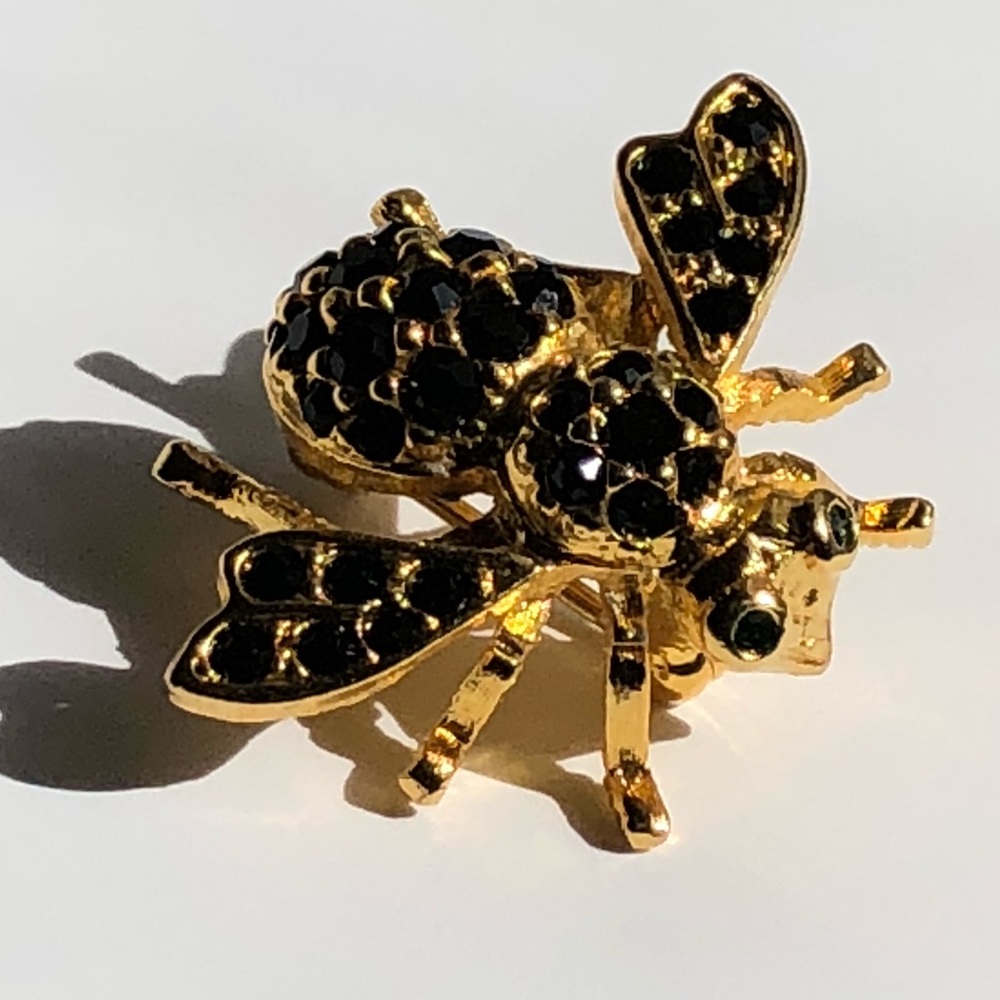 Sold- Joan Rivers Green eyed Bee Brooch Pin - Picture 3 of 8